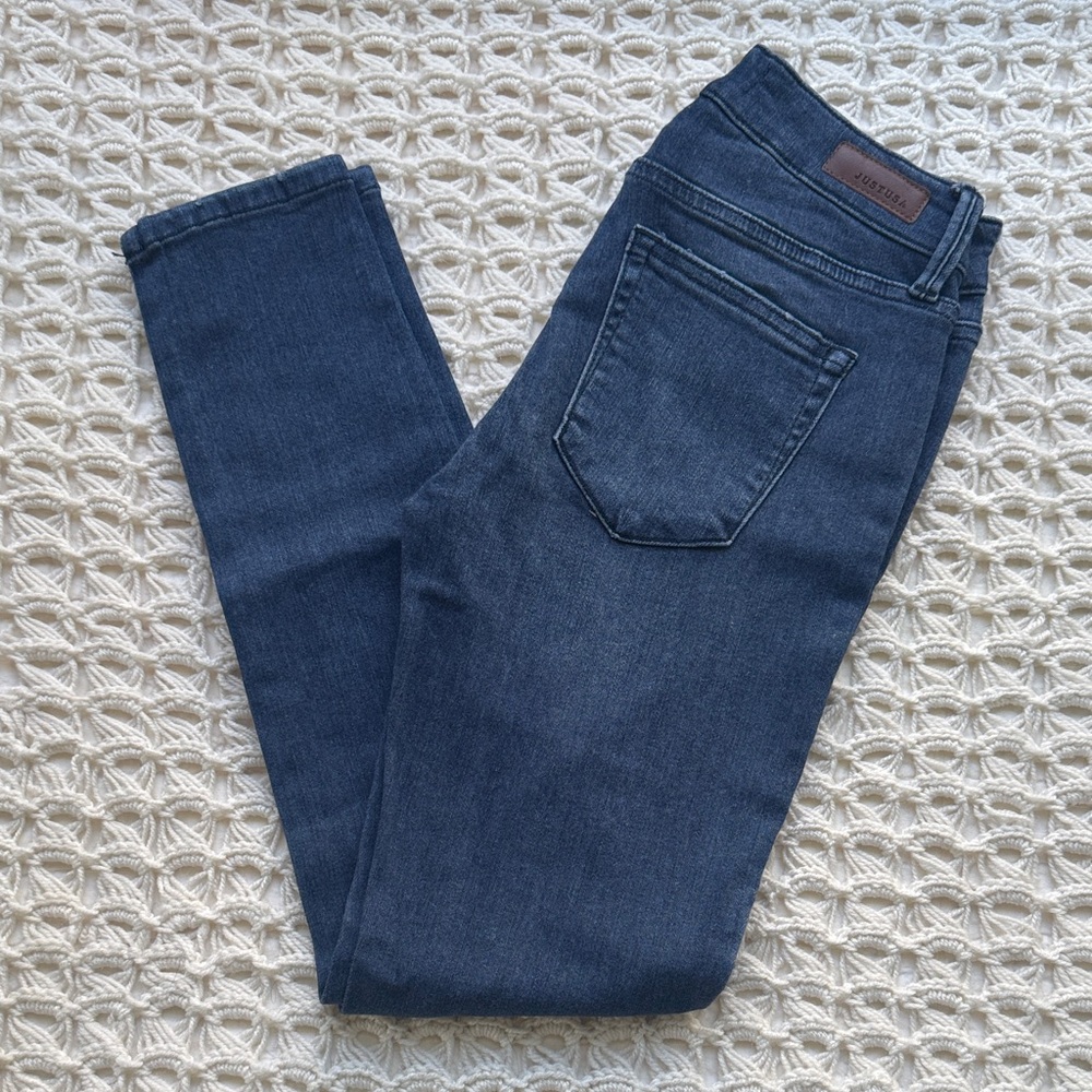 Mid Rise Dark Blue Skinny Jeans